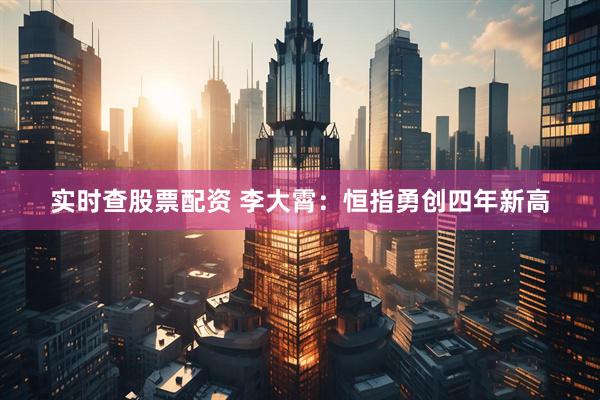 实时查股票配资 李大霄：恒指勇创四年新高