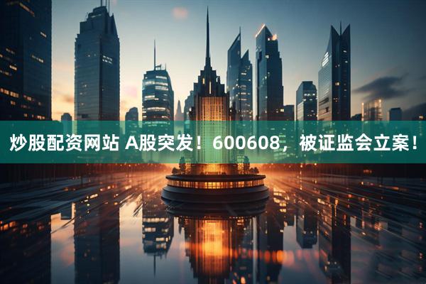炒股配资网站 A股突发！600608，被证监会立案！
